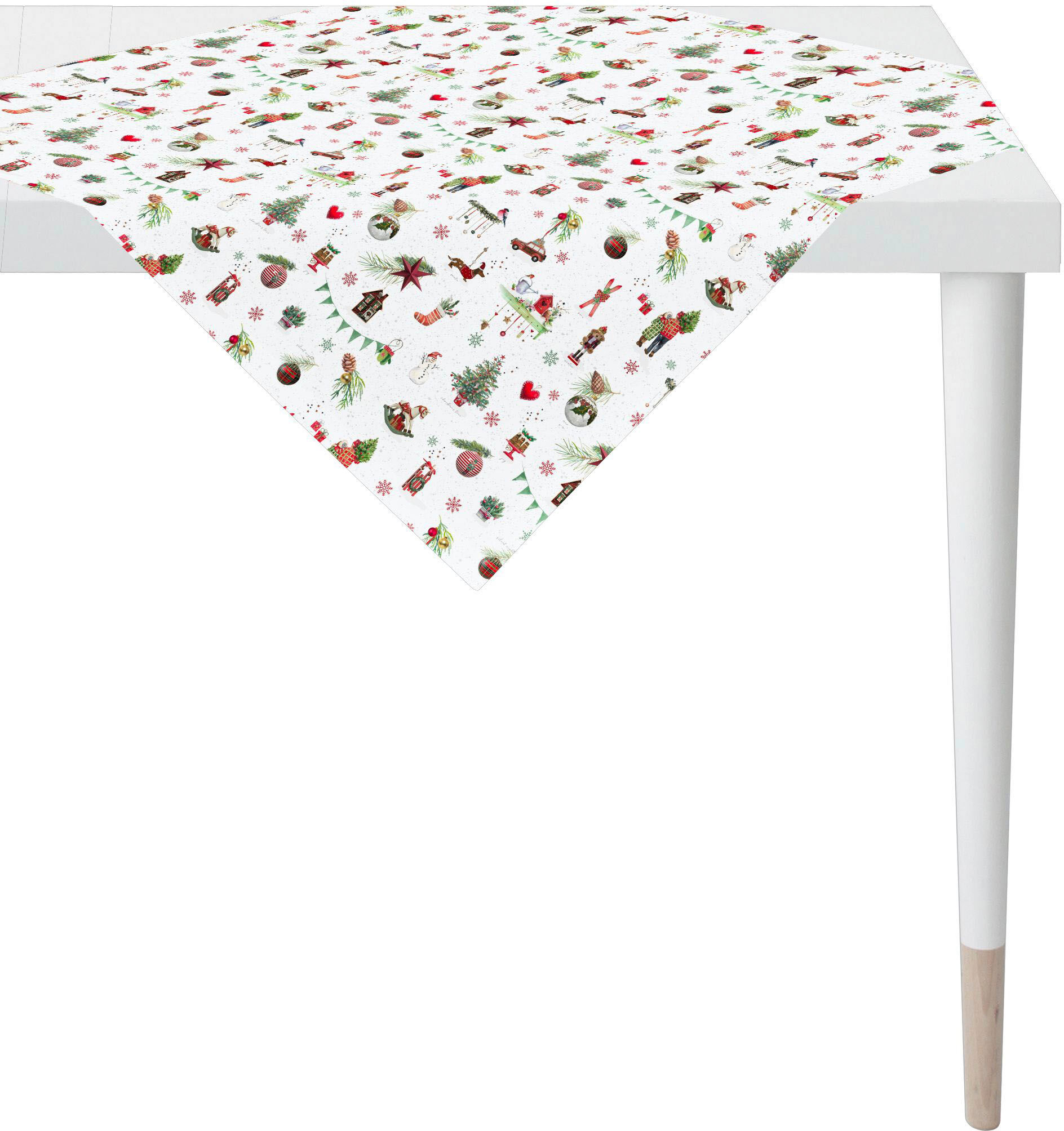 Mitteldecke APELT "6200 WINTERWELT, Weihnachtsdeko, Weihnachten", bunt (weiß, bunt), B:88cm L:88cm, Baumwolle, Polyester, Tischdecken, Mitteldecke, Digitaldruck weiß, bunt B/L: 88cm x 88cm, 1 Stk., quadratisch