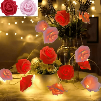 Inspire Essentials 3M LED Rose Fairy Lights For Bedroom Wedding And Garden Decor red Pink Rose