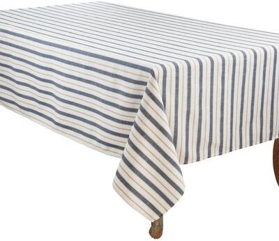 Saro Lifestyle Classic Stripe Tablecloth - Farmhouse Woven Stripe Tablecloth for Dining Room & Everyday Entertaining