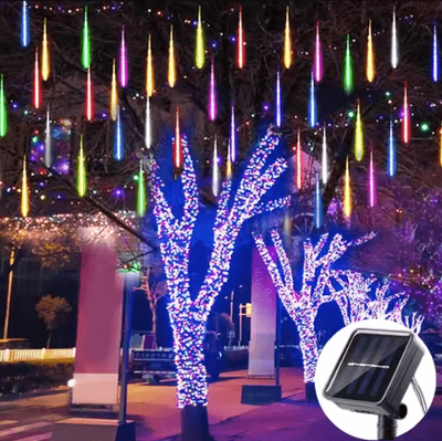 Inspire Curations Solar Meteor Shower Lights 8 Tube Falling Rain Outdoor Decor color 30cm 8 Tube