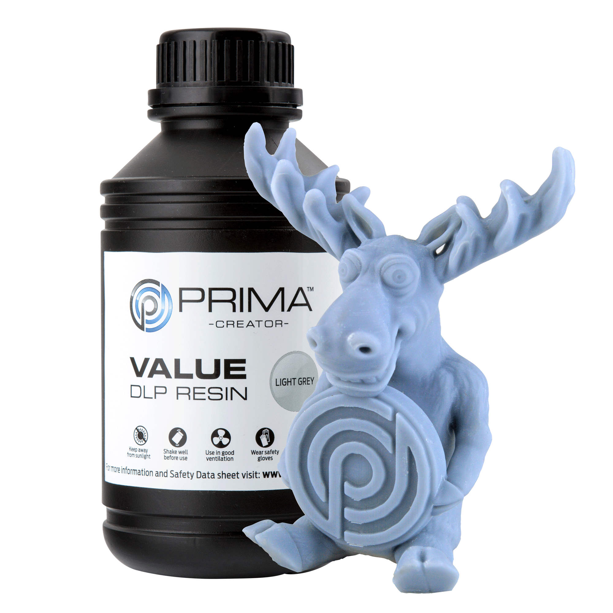 PrimaCreator Value UV / DLP Resin - 500 g - Light Grey PV-RESIN-B405-0500-LG