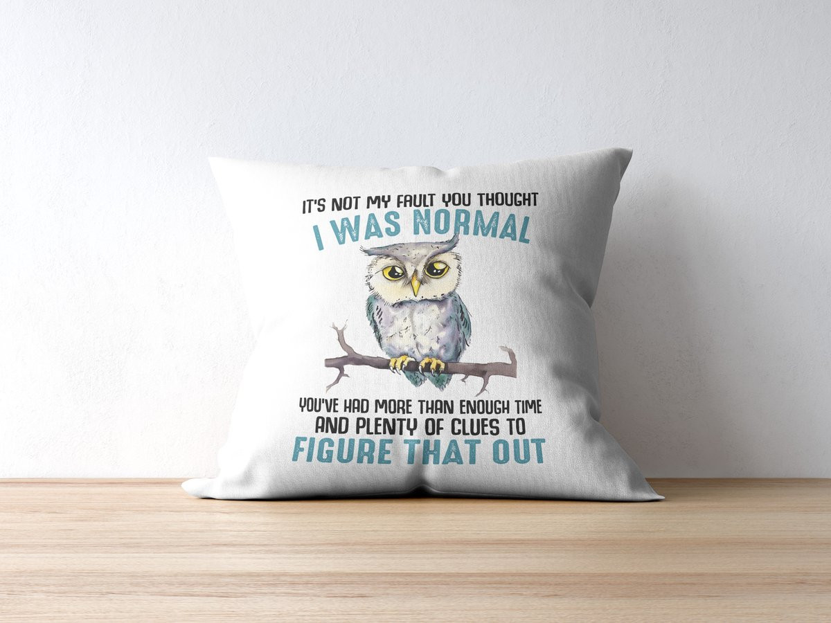 Sierkussen Grappig Uil Niet Mijn Fout Je Dacht Ik Was Normaal - Humoristisch Huisdecor - 40 x 40 cm