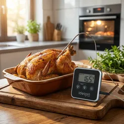 Digitales Fleischthermometer & Ofenthermometer mit Timer bis 300 Grad, Kabelgebundenes Braten- und Grillthermometer, für BBQ, Grill, Smoker, Backofen