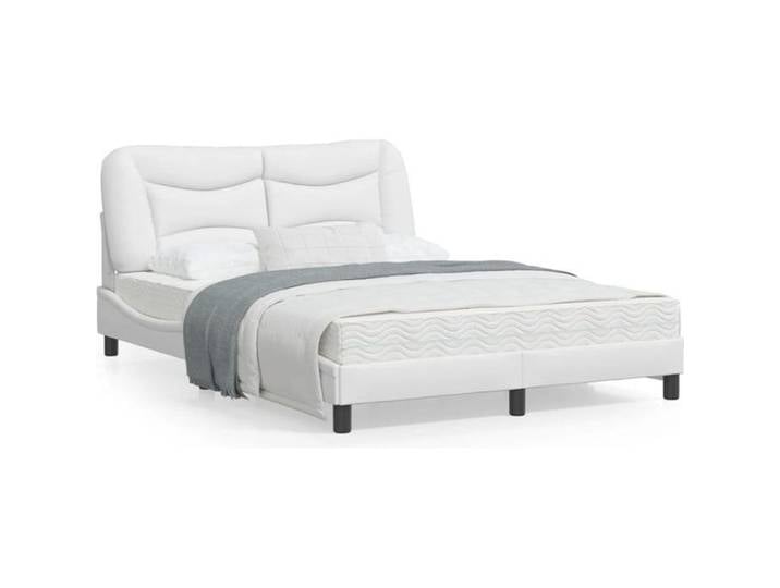 BESTLIFE Structure de lit avec tête de lit Blanc 120x200 cm Similicuir Moderne 218x125x74 5 cm 15298