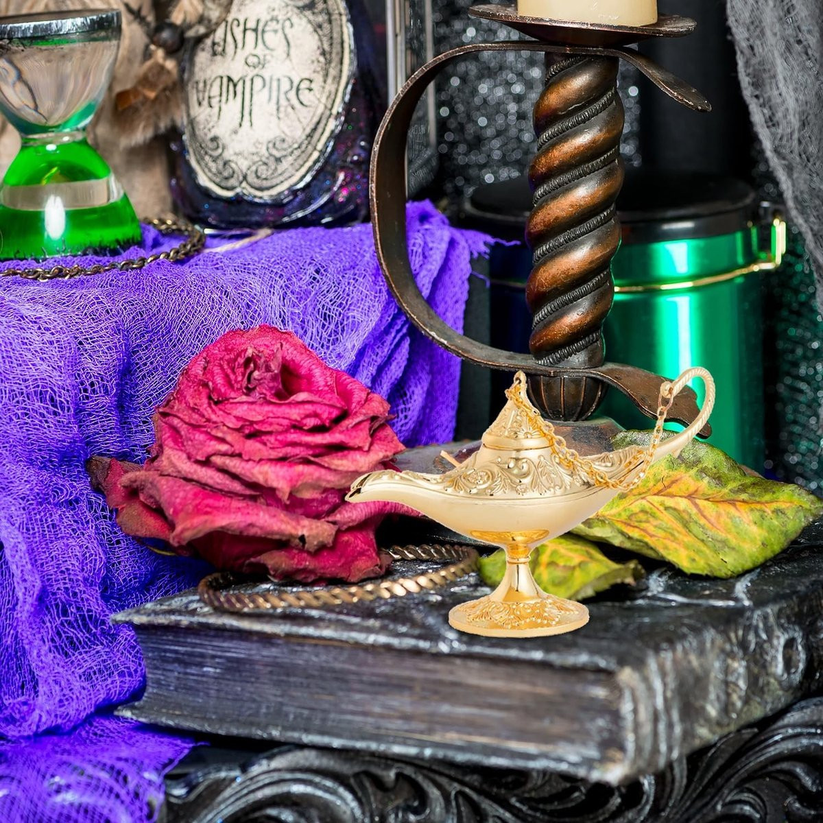 Vintage Aladdin Lamp - Klassieke Metalen Magische Wenslicht Decoratie voor op Tafel