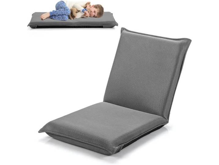 RELAX4LIFE Chaise de Sol Pliante avec Dossier Réglable en 6 Positions Tatami pour Lire & Jouer dans Salon/Chambre/Bureau Gris