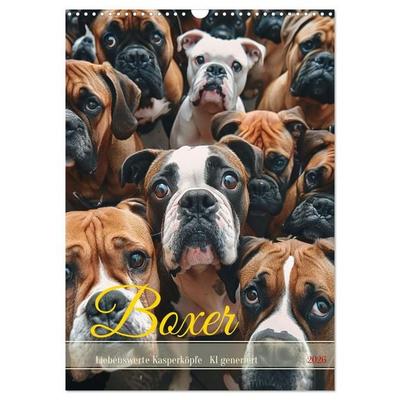 Boxer - Liebenswerte Kasperköpfe (Wandkalender 2026 DIN A3 hoch), CALVENDO Monatskalender