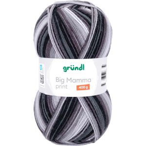 Gründl Häkelgarn Big Mamma print, anthrazit/grau/weiß, 400 g / 1040 m, Nadelstärke 3.5-4.5, 100% Polyacryl
