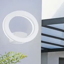 LED Außen Wand Lampe Ring-Design Strahler Leuchte weiß Garten Balkon Terrassen Beleuchtung Eglo 78923