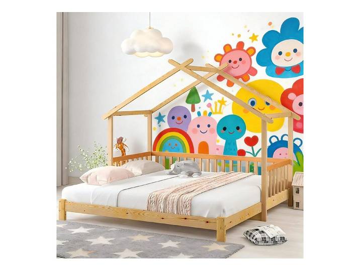 LuxusKollektion Hausbett Hausbett Kinderbett erweiterbar Massivholz 200x90cm