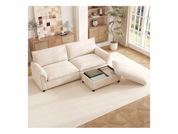 OKWISH Sofa Ecksofa Loungesofa, mit beweglichem Fußhocker, hohe Rückenlehne 1 Teile