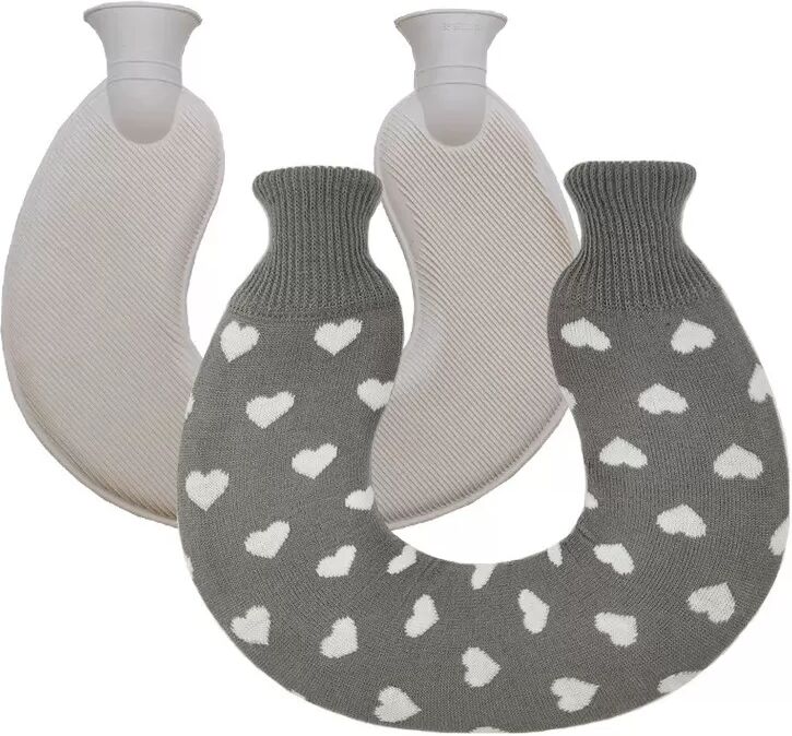 INF Bouillotte tricotée en forme de U avec couvercle Gris