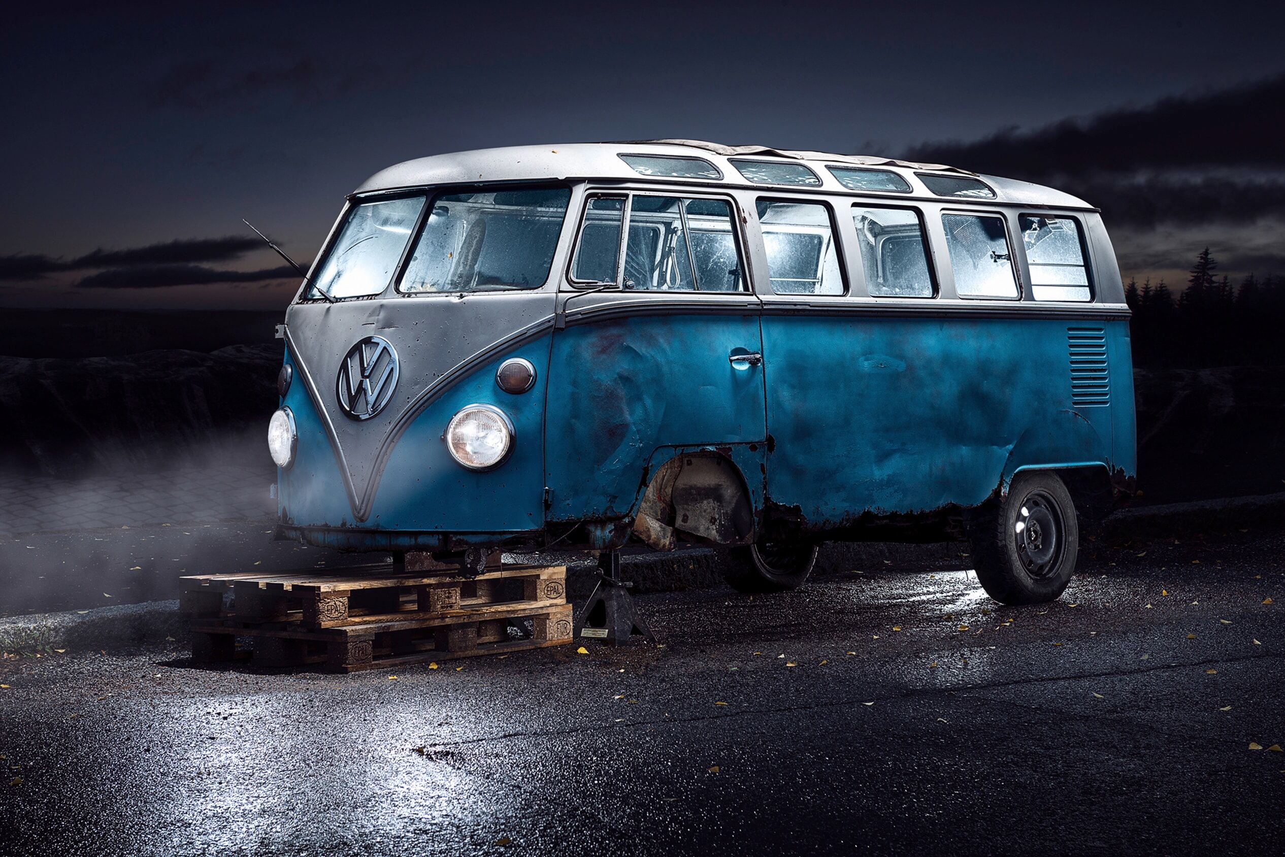 Papermoon "Photo-Art PETRI DAMSTEN, VW KLEINBUS" bunt B/L: 5m x 2,8m, Bahnen: 10 Stk.