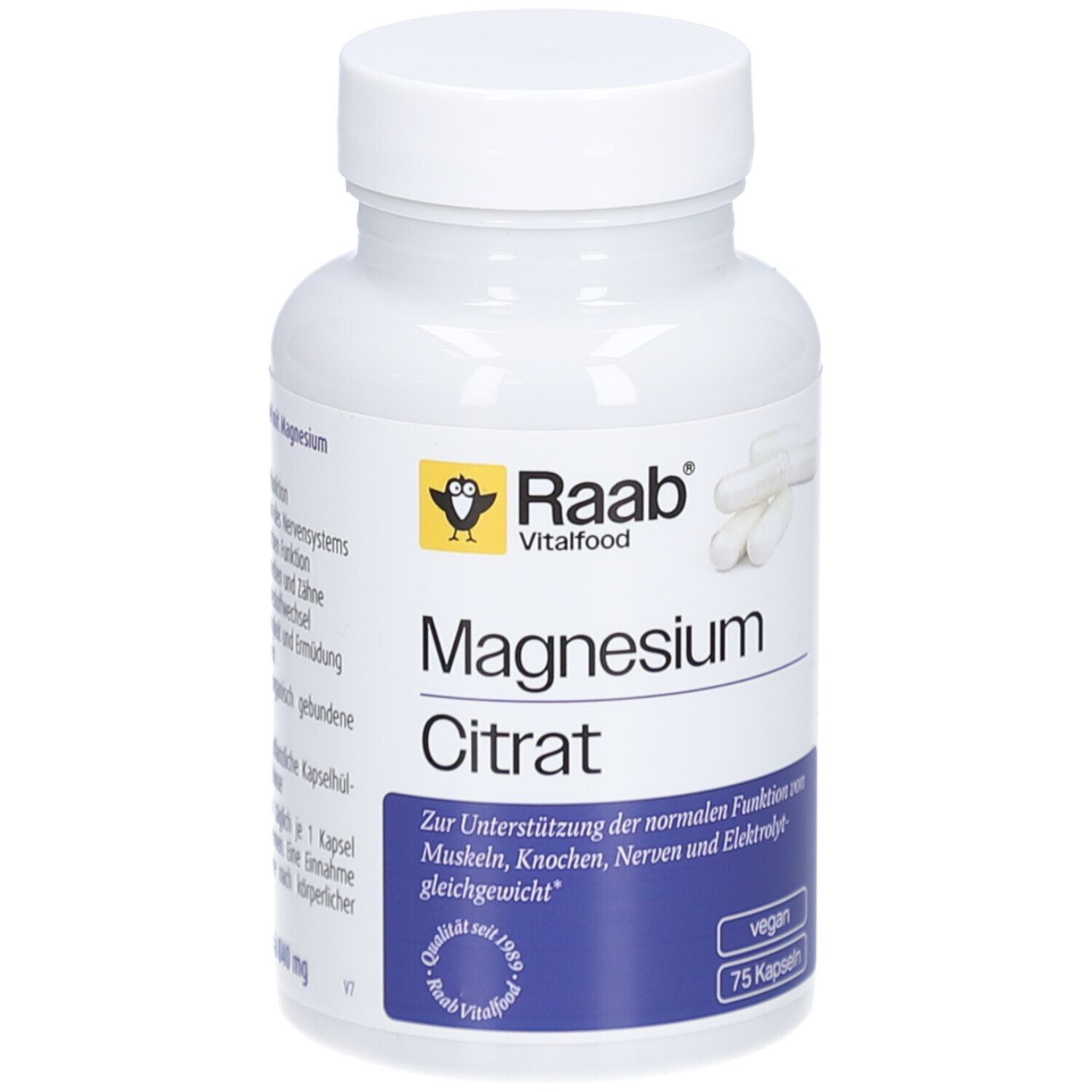 Raab Vitalfood Magnesiumcitrat Kapseln 75 St