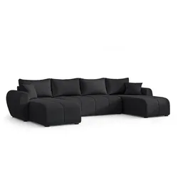 WOHNLANDSCHAFT Malatya U Form Schwarz 311/145/80 cm mit Schlaffunktion