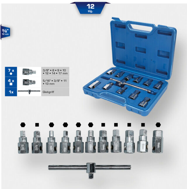Brilliant Tools Jeu de douilles pour vidange d’huile, 12 pcs (BT711150)