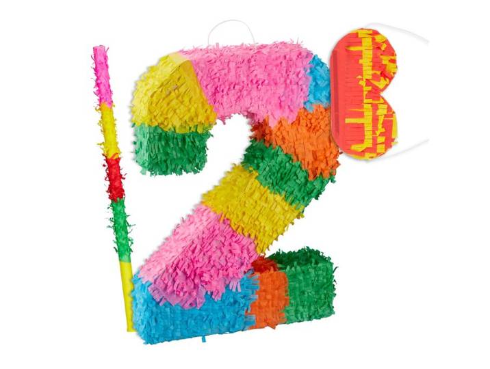 Relaxdays 3-teiliges Pinata Set Zahl 2