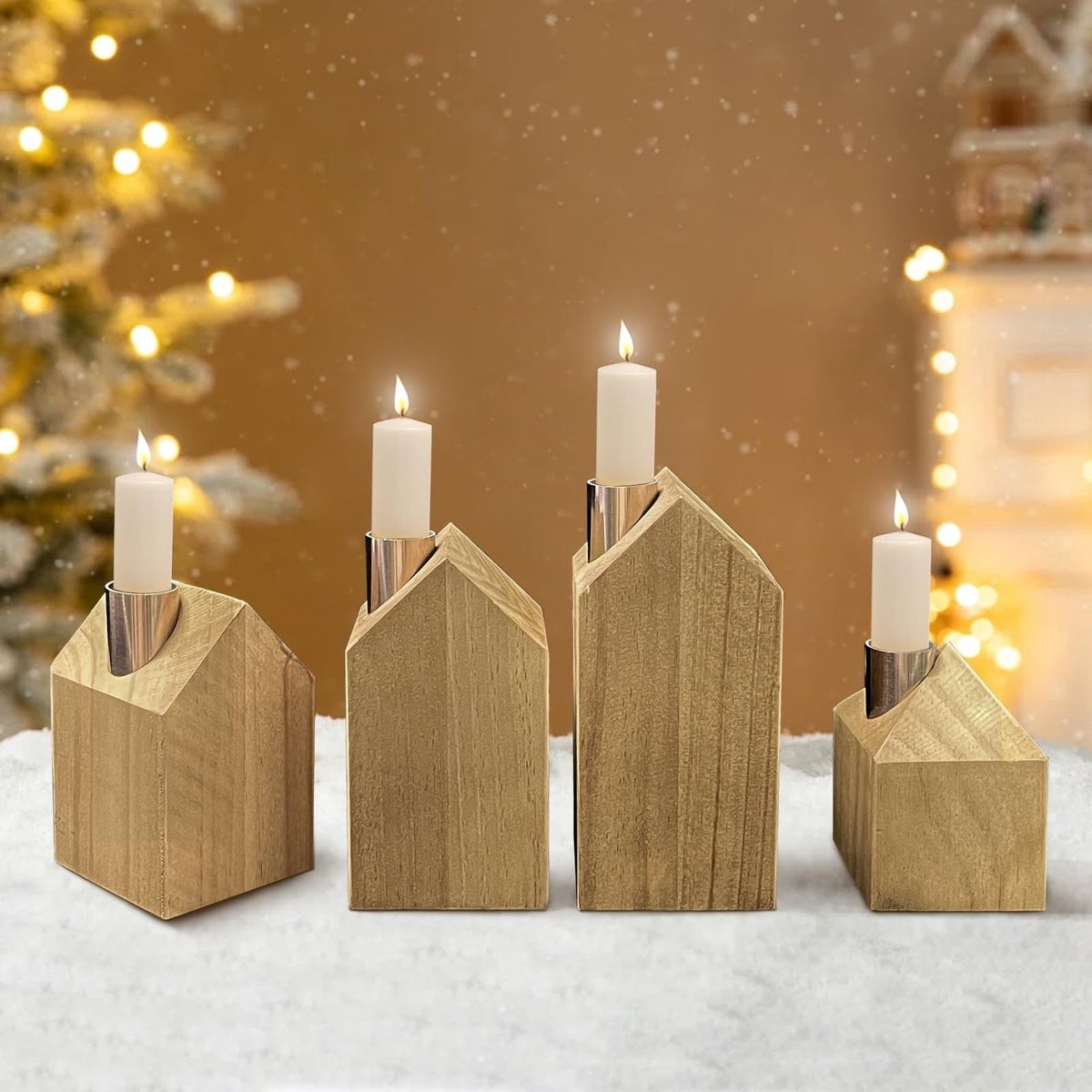 Solidchoice Decoratieve Kerstkaarsenhouder inclusief 4 Slommin houders