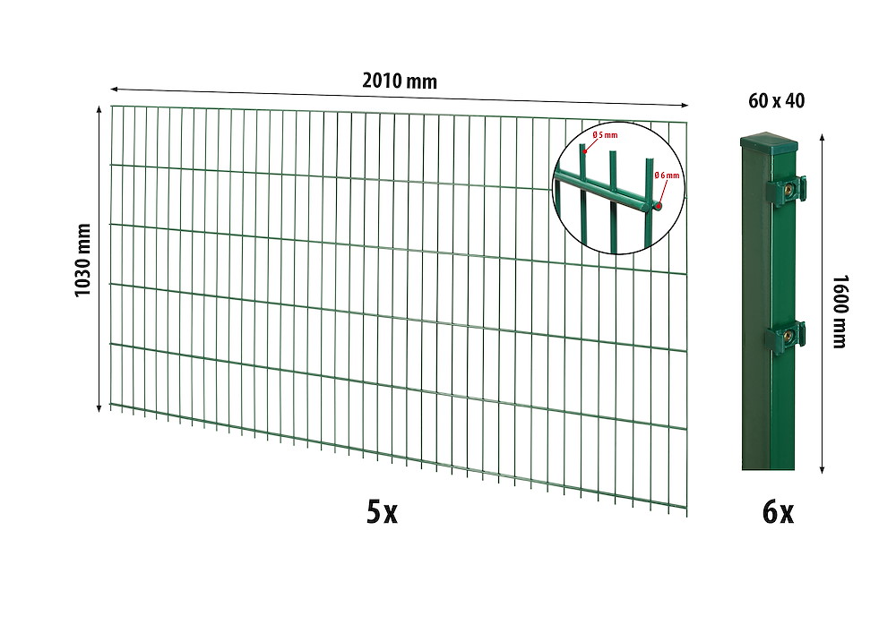 JUNGELMAR Comfort DS-Mattenzaun-Set 1030 L=10 m, grün 09401690