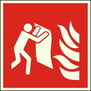 Abtec Hinweisschild ISO 7010 F016 Kunststoff, 15 x 15 cm, langnachleuchtend, Löschdecke