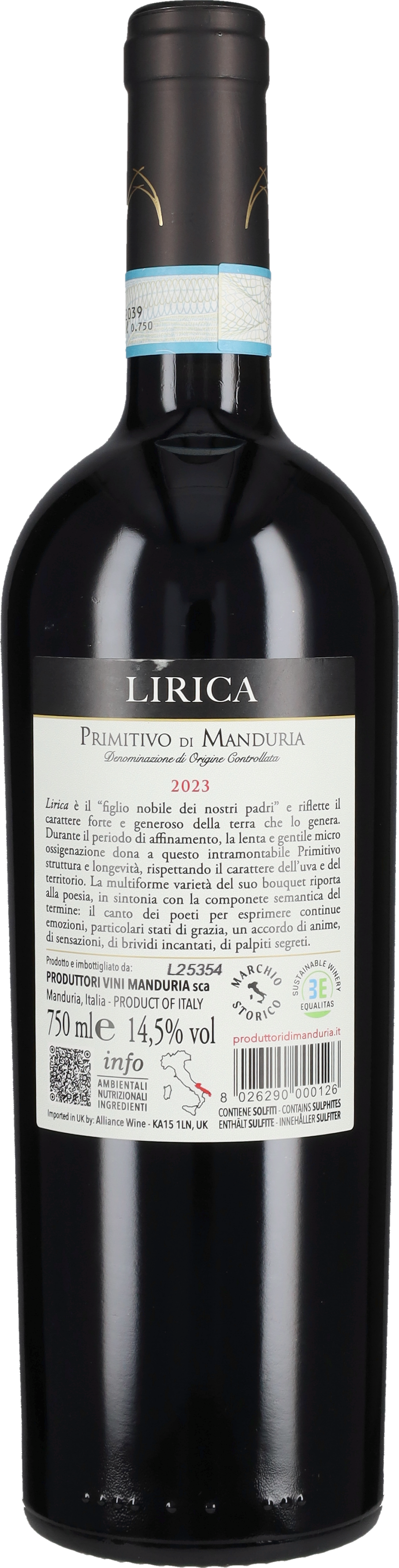 Primitivo di Manduria 'Lirica' Produttori di Manduria 2023