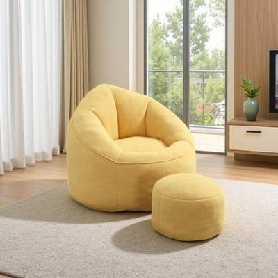Oversized Memory Foam Bean Bag Sofa with Footrest, Compressed Lazy Floor Lounge Chair for Adults, Soft Super Fiber Plush Seating