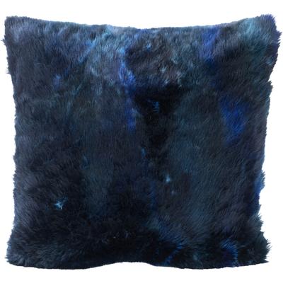 Dekokissen H.O.C.K. "Volpina Plush", blau (blau, bedruckt), B:48cm H:10cm L:48cm, Polyester, Dekokissen_Sitzkissen_Kissenhüllen, im romantischen Stil, Kissenhülle mit Füllung, 1 Stück