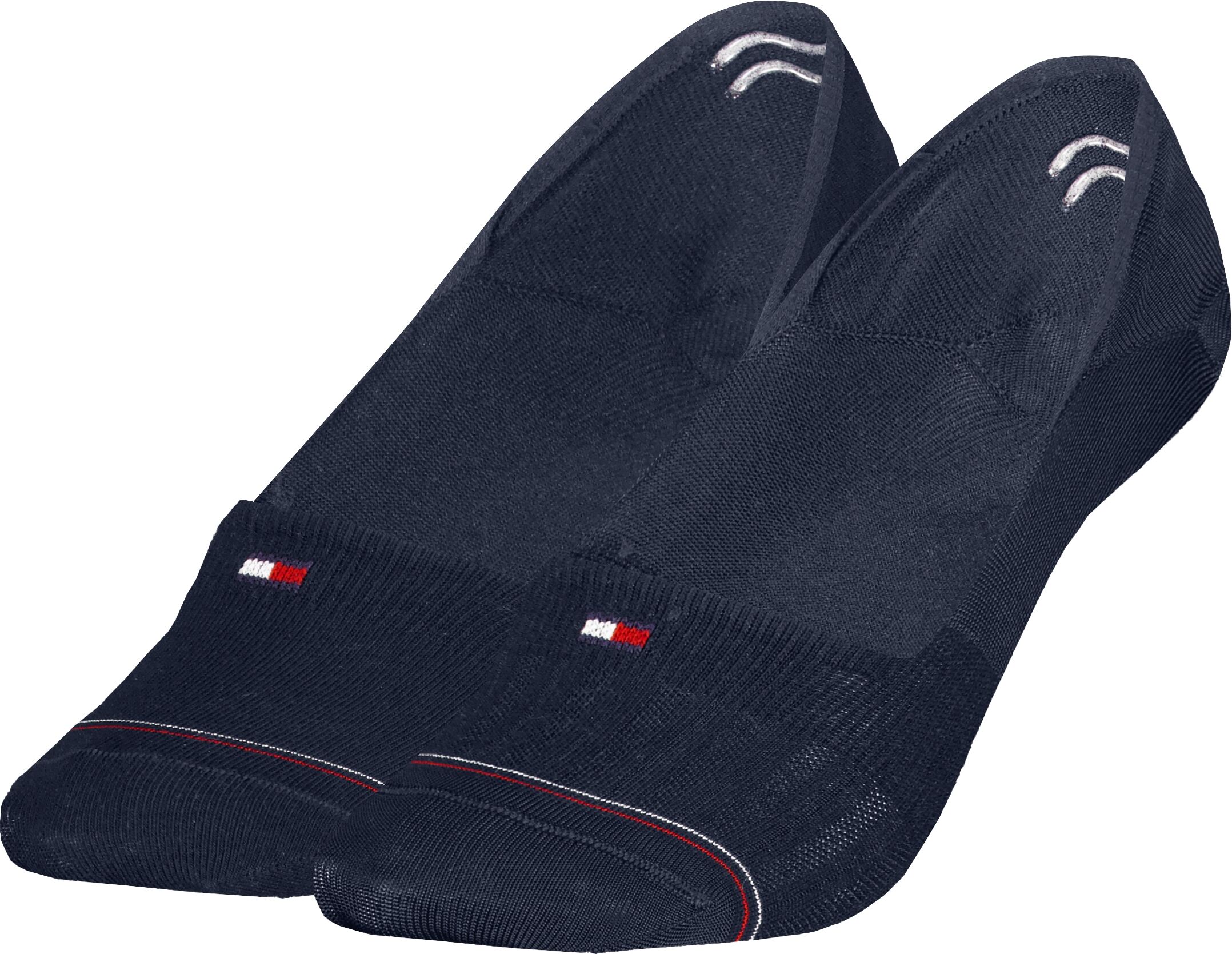 Füsslinge TOMMY HILFIGER "TH WOMEN FOOTIE MC 2P SHINE", Damen, Gr. 35-38, blau (navy), Materialmix, Socken Füsslinge, mit silikonisierten Fersenstreifen navy 35-38