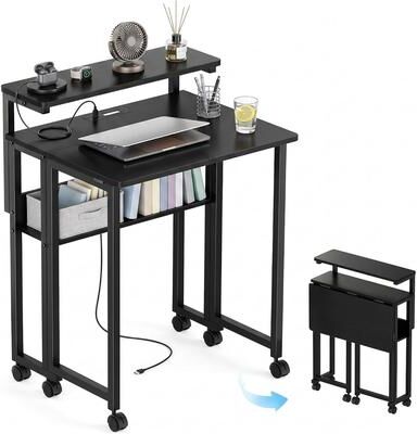 Garvee Folding Desk, Ergonomic Monitor Stand, USB Charging