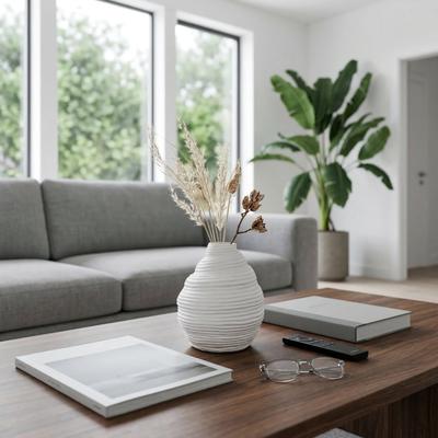 Sagebrook Home Decorative Layered Textured Terracotta Table Vase - White