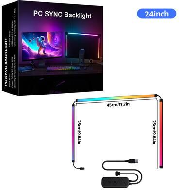 Multisell Products Hub Monitor Backlight LED Strip Lights, PC Sync Atmosphere Music Screen Decor 24 Inch