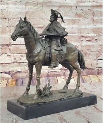 Bronzhaus Bronze Explorer On Horseback – Detailed Historical Sculpture On Marble Base