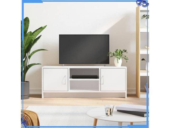Meuble TV - Bois d'ingénierie - Blanc - Accessoire Pratique et Stylé - Qualité Premium et Design Unique - Pour Maison