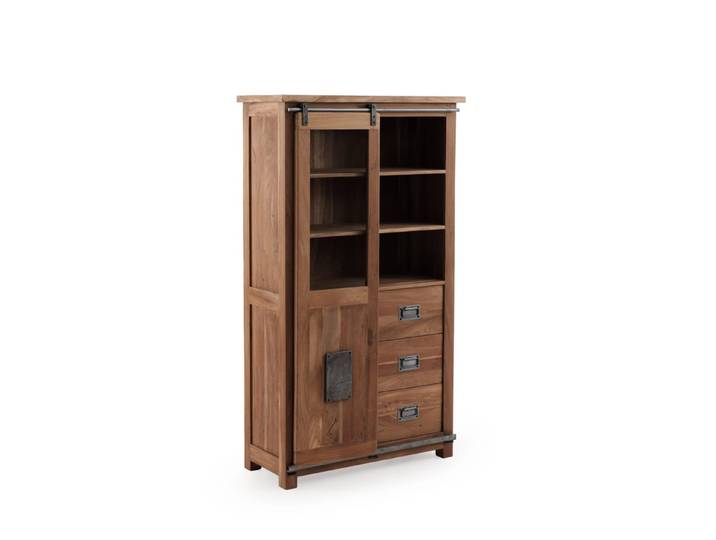 Vitrine en bois massif d'acacia recyclé