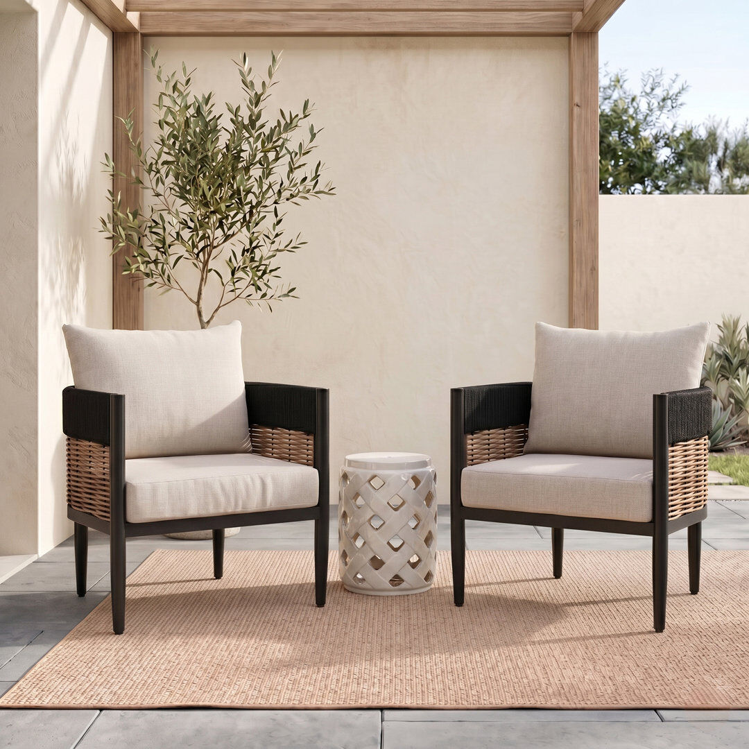 Bay Isle Home Harrison Outdoor Lounge Chair Set Black 67cm H X 70cm W X 72cm D