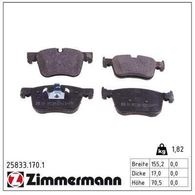 ZIMMERMANN Bremsbelagsatz, Scheibenbremse 258331701 Vorderachse für Citroën/Peugeot Peugeot (DF-PSA)