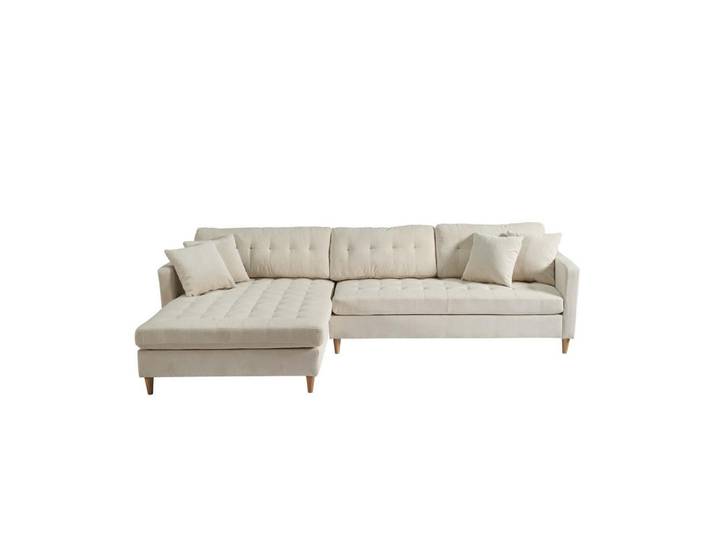 ebuy24 Ecksofa Samt sandfarben, Sandfarben, L-Form, 290x177 cm, Wohnzimmer, Sofas & Couches, Wohnlandschaften, Ecksofas