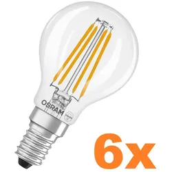 6er Sparpack OSRAM E14 LED Lampe STAR FILAMENT klar 5,5W wie 60W warmweißes Licht Wohnraumbeleuchtung