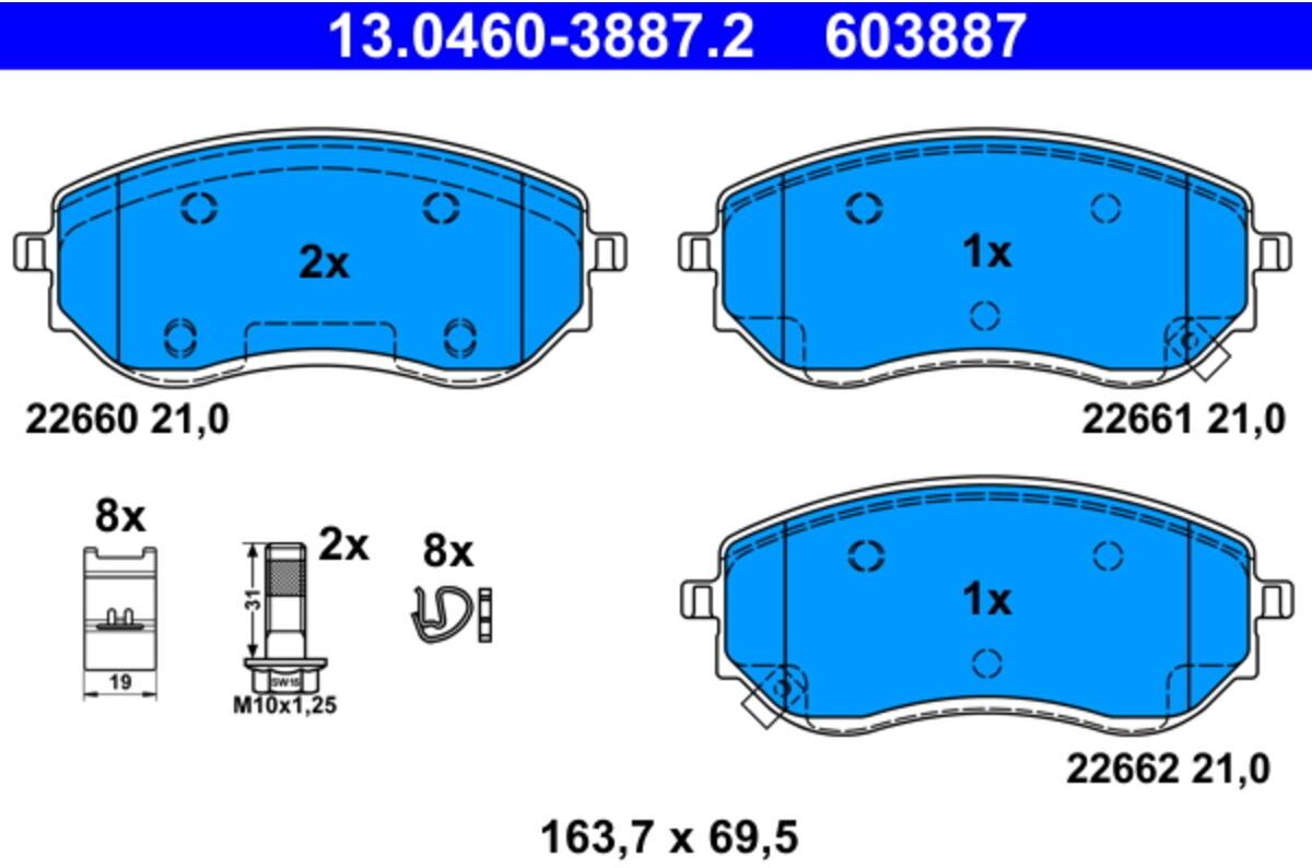 Bremsbelagsatz ATE 13.0460-3887.2, Vorne