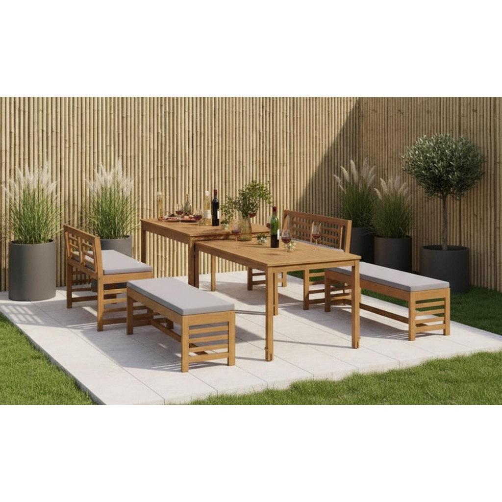 Ambia Garden Gartenmöbel-Set , Grau, Akaziefarben , Holz , 6-teilig , Akazie , massiv , FSC 100% , Gartenmöbel, Gartengarnituren, Gartenmöbel-Set