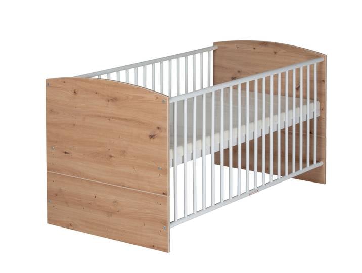 Lit bébé évolutif 77 x 80 x 143cm Blanc/Marron