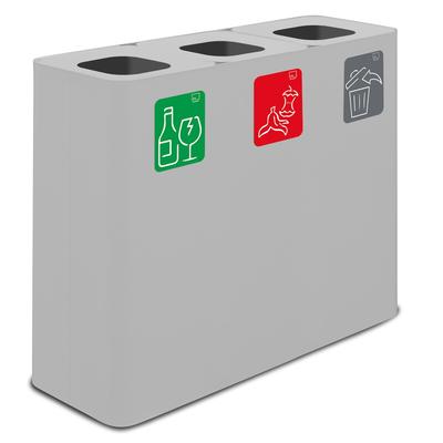Stil Casa PURE Abfallsammelsystem, lackierter Stahl, 90x30xh. 80 cm, 180 Liter mit drei Fächern zu je 60 Litern, weiß.