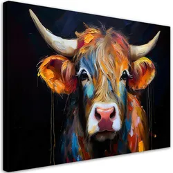 WANDBILD bunte schottische kuh