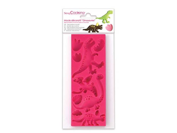 Scrapcooking 3449 dinosaurus bakvorm siliconen roze 21,7 x 9,5 x 0,8 cm