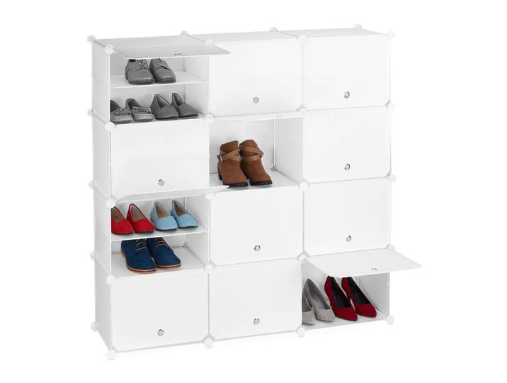 Schuhschrank Stecksystem 24 Fächer Weiss