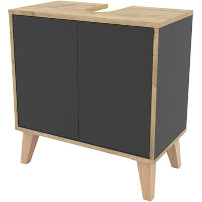 Waschtisch WELLTIME, basalt grau, B:60cm H:63cm T:32,5cm, ABS-Kunststoff, Holzwerkstoff, Waschtische, Waschtisch