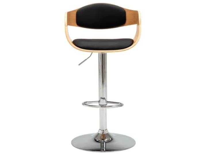 HKLGBVCR Barstuhl, verstellbar, Schwarz, Holz, gebogen, Kunstleder, Metall Leicht zu reinigende gepolsterte Sitzfläche, stabile Basis, integrierte Fußstütze, ergonomisches Design