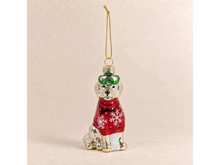 Mehrfarbiger Weihnachtsschmuck in Hundeform aus Glas