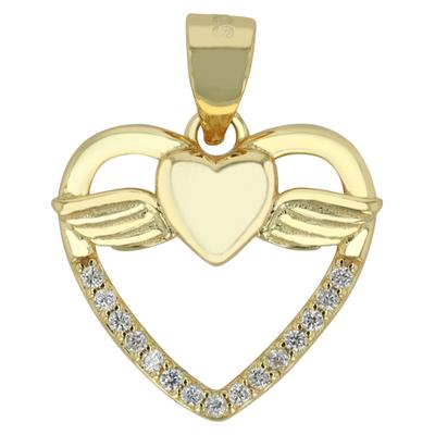 Kettenanhänger ADELIA´S "Anhänger – Flügel Herzanhänger aus 925 Silber", gold, Schmuckanhänger, Damen, Silber 925 (Sterlingsilber), Kettenanhänger, Zum Verschenken – passend für viele Anlässe