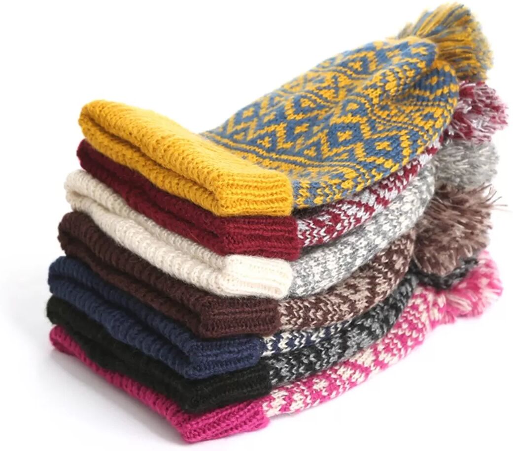 INF Stylische Acryl Strickmütze mit Bommel - Warme Wintermütze Grau